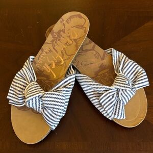 Blowfish Malibu Striped Bow Slide Sandals